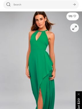 Lulu's Emerald Halter High-Low Maxi Dress I SPY GREEN DRESS.